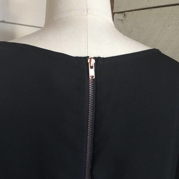 60s Black sheer chiffon blouse long sleeves zipper - Picture 5 of 6